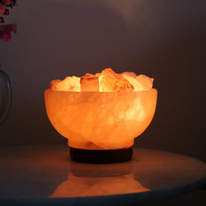 Himalayan salt lamp - fire bowl with salt pieces Himalayan salt lamp - fire bowl with salt pieces