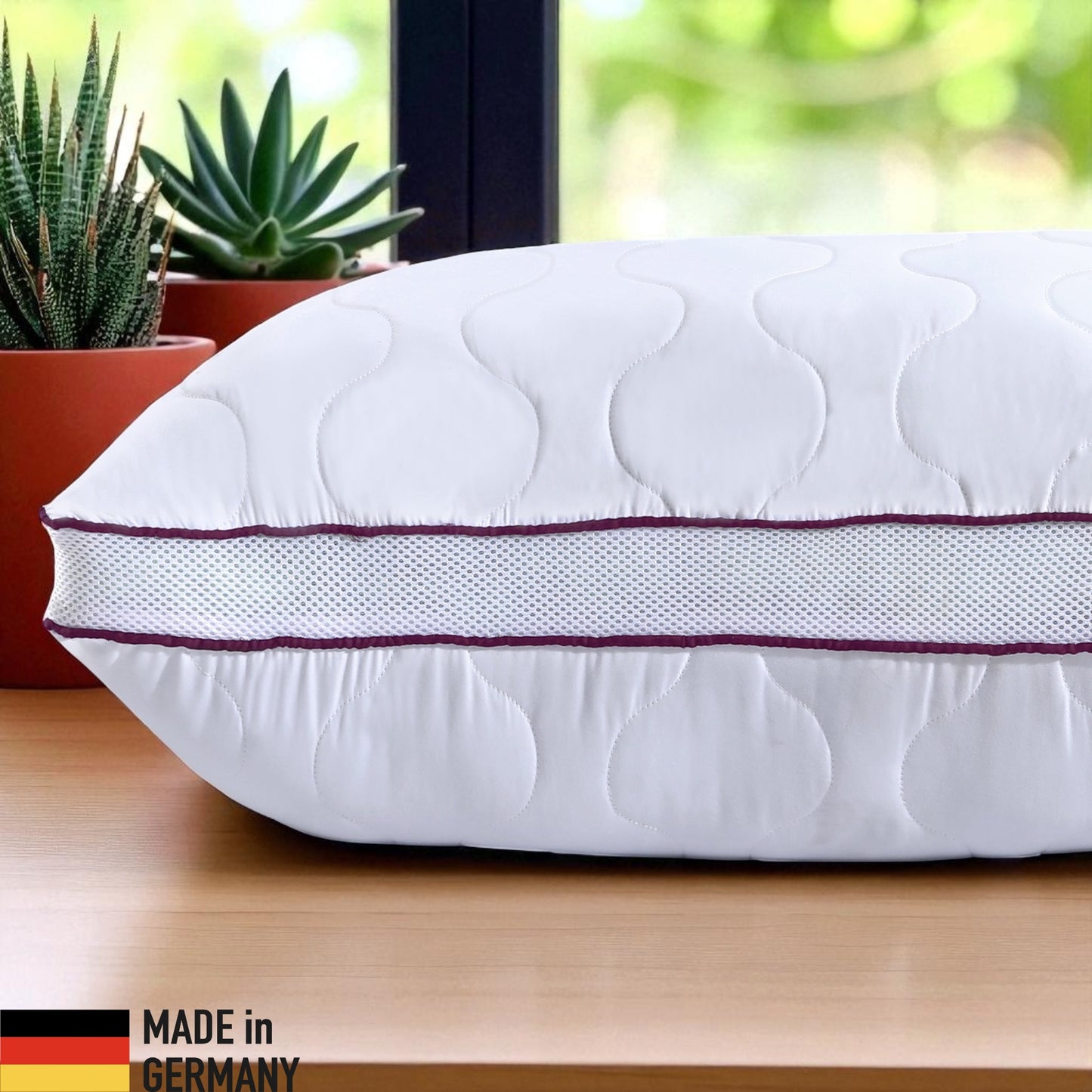 Atmungsaktives Mikrofaser-Kopfkissen 80x80cm – Verstellbarer Härtegrad mit Airflow-Netz | Made in Germany | 1er- oder 2er-Pack | Waschbar mit wiederverwendbarer Aufbewahrungstasche