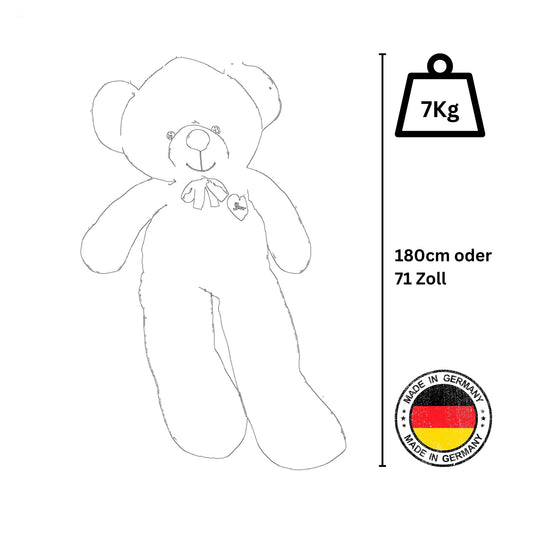 Teddybär 180cm XXL – Extra großer Kuschelbär – Weiches Plüschfell – Premium-Füllung – Hergestellt in Deutschland