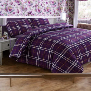 100% Baumwoll Flanell Karomuster Bettwäsche-Set in Violett oder Grau – Größen wählbar 100% Baumwoll Flanell Karomuster Bettwäsche-Set in Violett oder Grau – Größen wählbar