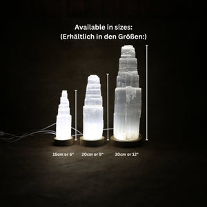 Natürliche USB Turmlampe aus Selenit Tischlampe mit weißes led-licht Natürliche USB Turmlampe aus Selenit Tischlampe mit weißes led-licht