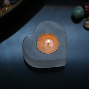 Teelichthalter aus Selenit - Herz Teelichthalter aus Selenit - Herz